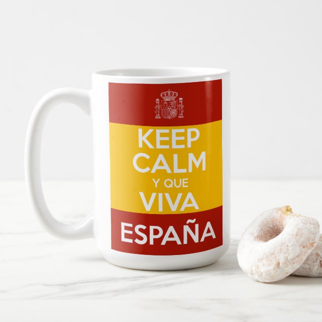 Caneca De Café Mantenha a Calma e que viva a Espanha (Com Donut)