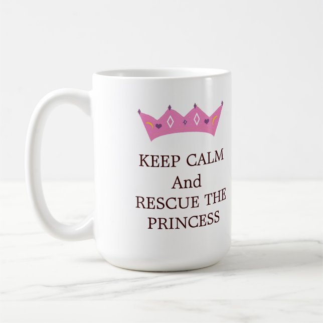 Caneca De Café Mantenha a Calma e Resgate a Princesa (Esquerda)
