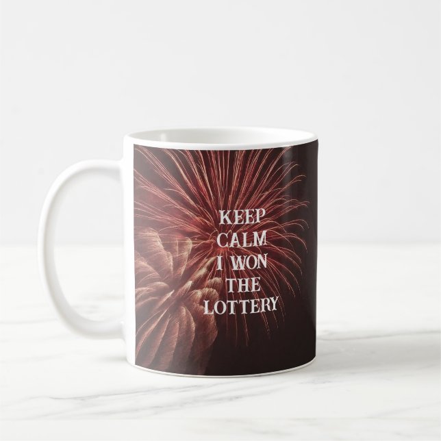 Caneca De Café MANTENHA CALM, ganhei os fogos de artifício. (Esquerda)