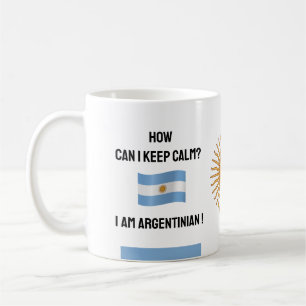 Caneca De Café Mantenha Calma Argentina e Texto Engraçado, Bandei