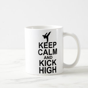 Caneca De Café Mantenha Calma E Chute Alto Lutador De Karatê Arte