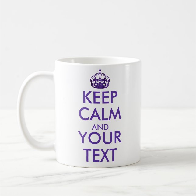 Caneca De Café MANTENHA CALMA E SEU TEXTO - Crie seu próprio text (Esquerda)