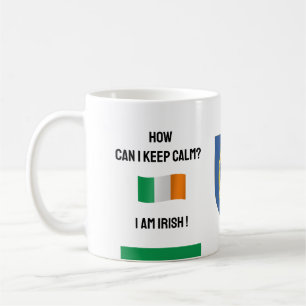 Caneca De Café Mantenha Calma Irlanda e Texto Engraçado, Bandeira