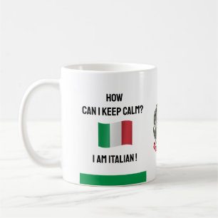 Caneca De Café Mantenha Calma Itália e Texto Engraçado, Sinalizad