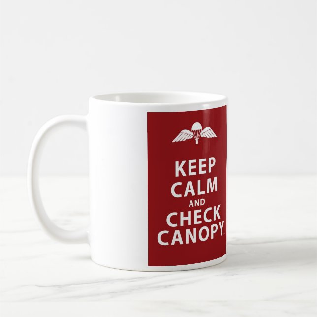 CANECA DE CAFÉ MANTENHA CALMO E VERIFIQUE O DOSSEL (Esquerda)