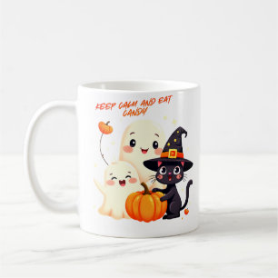 Caneca De Café Mantenha-se calma e coma doces- Dia das Bruxas