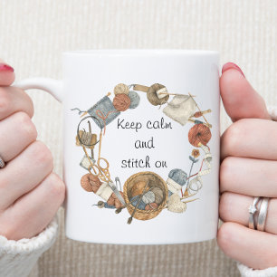 Caneca De Café Mantenha-se Calmo e Coloque-se no tricô