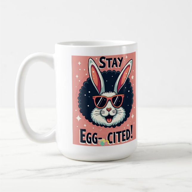 Caneca De Café Mantenha-se citado!: Retro Páscoa Bunny Vibes (Esquerda)