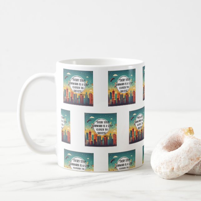 Caneca De Café Mantenha-se inspirado - Designs motivacionais e de (Com Donut)
