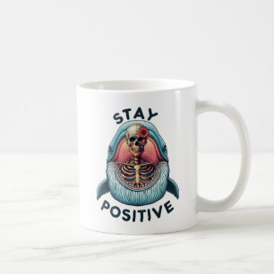 Caneca De Café Mantenha-se positivo - Esqueleto e baleia