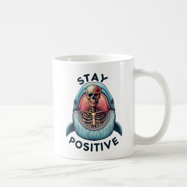 Caneca De Café Mantenha-se positivo - Esqueleto e baleia (Direita)