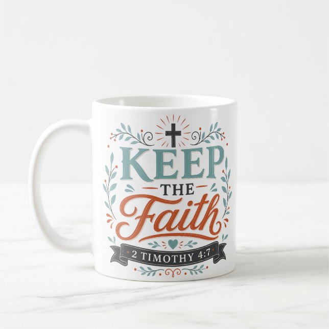 Caneca De Café Manter a Fé Citação Religiosa (Esquerda)