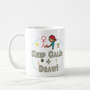 Caneca De Café Manter calma e Desenhar
