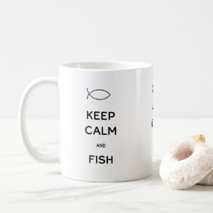 Caneca De Café Manter Calma e Peixe Coffee Mug