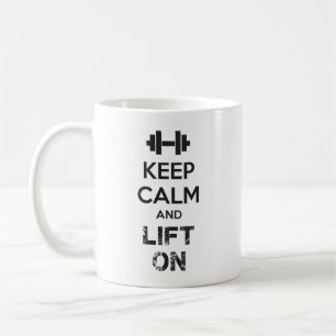 Caneca De Café Manter Calmo e Levantar Motivação do Workout