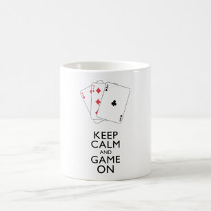 Caneca De Café MANTER O CALM E O JOGO LIGADOS - Jogos de Cartão