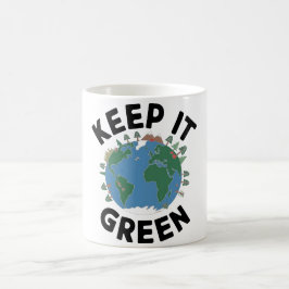 Caneca De Café Manter Verde - Natureza e Ilustração da Terra