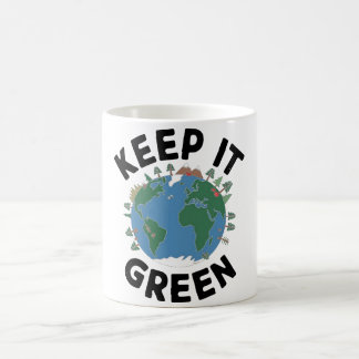 Caneca De Café Manter Verde - Natureza e Ilustração da Terra