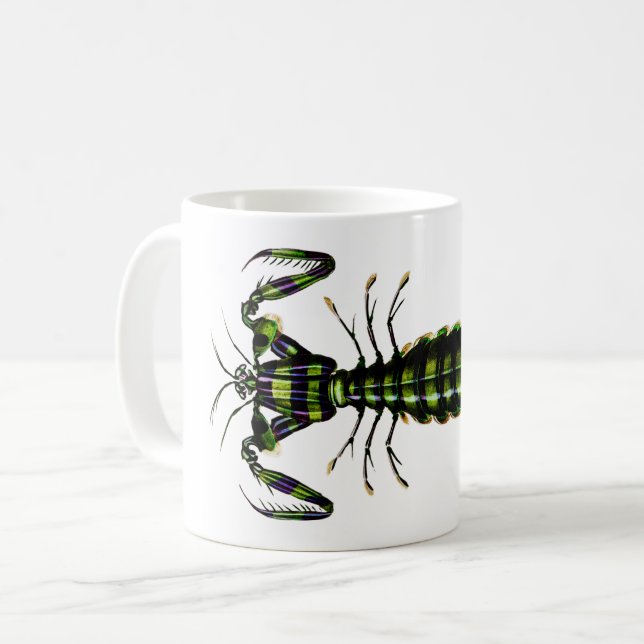 Caneca De Café Mantis Shrimp - Design de Vintage (Frente Esquerda)