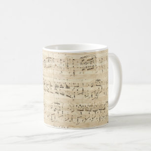 Caneca De Café Manuscrito de Choque Musical em Folha Antiga