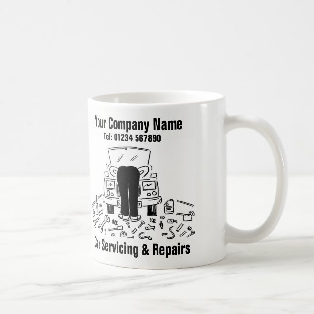 Caneca De Café Manutenção e reparos de carros de garagem divertid (Direita)