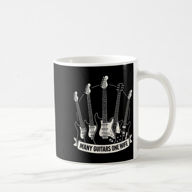 Caneca De Café Many Guitars One Wife Funny Musician Guitarist Hum (Direita)
