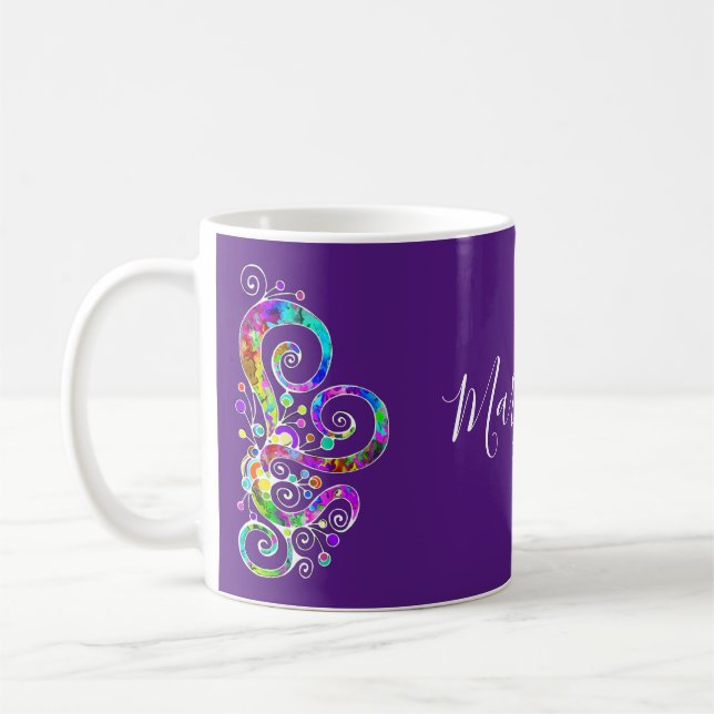 Caneca De Café Mão Cardíaca Espiral Pintada Design 2 (Esquerda)