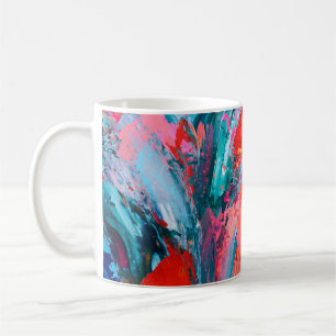 Caneca De Café Mão cor-de-rosa brilhante pintada abstrato de fund