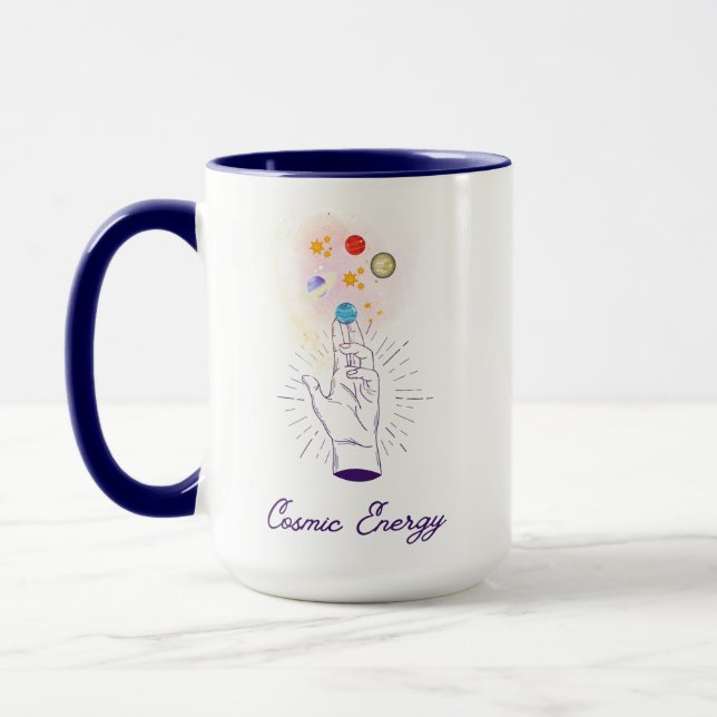 Caneca de Café Mão Cósmica Celestial - Mística Min (Esquerda)