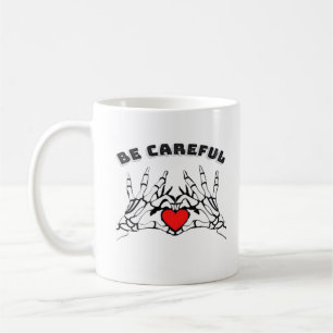Caneca De Café Mão De Esqueleto Com Cardíaco Clássico
