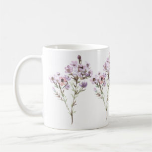 Caneca De Café Mão de Impressão de Flor Selvagem Ilustrada