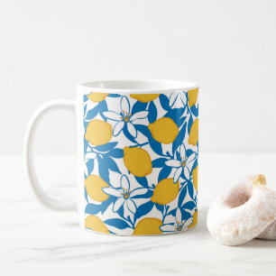 Caneca De Café Mão De Limão Floral Desenhada - Mug De Café