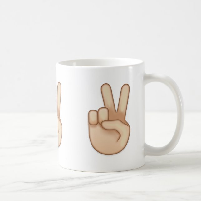 Caneca De Café Mão Emoji da vitória (Direita)