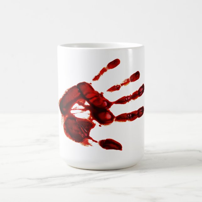 Caneca De Café Mão Vermelha Assustadora de Halloween (Estilo Nº 2 (Centro)
