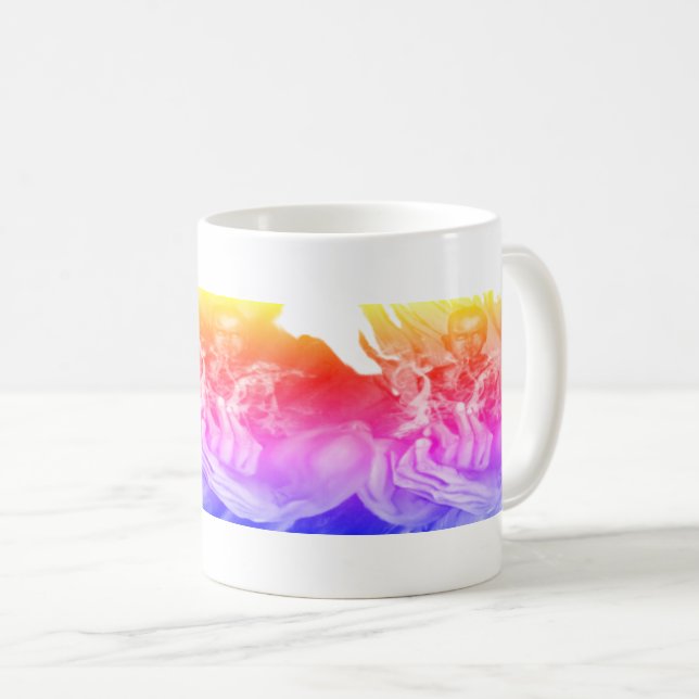 Caneca de café mãos azuis mente quieta (Frente Esquerda)