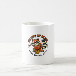 Caneca De Café Mãos de Aço de Guaxinim Basquete no Campo