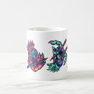 Caneca De Café Mãos de Desenho Monstro