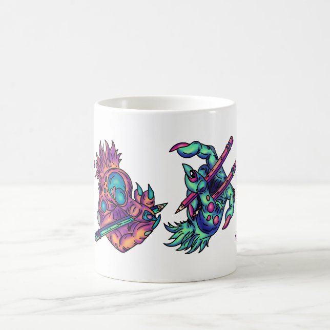 Caneca De Café Mãos de Desenho Monstro (Centro)