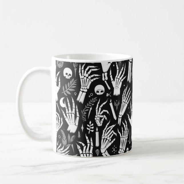 Caneca De Café Mãos de Esqueleto Louco (Esquerda)