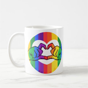 Caneca De Café Mãos do Coração Arco-Íris LGBTQ