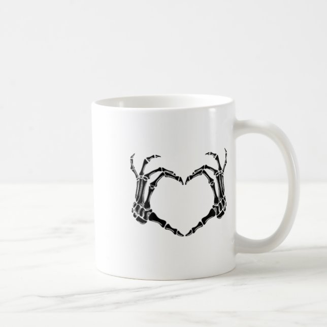 Caneca De Café Mãos do Coração do Esqueleto Halloween (Direita)