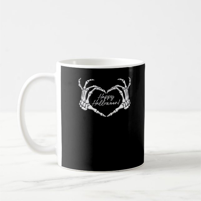 Caneca De Café Mãos do Coração, Esqueleto Feliz de Halloween, Ha (Esquerda)