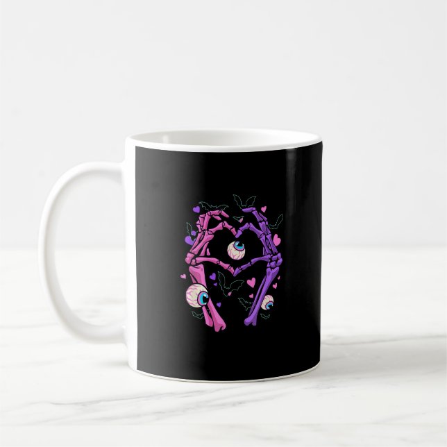 Caneca De Café Mãos do Coração - Gótico do Pastel Halloween Eyeba (Esquerda)