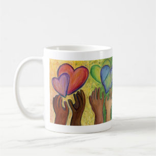 Caneca De Café Mãos e Diversidade Cardíaca Adoram Mug de Café