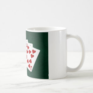 Caneca De Café Mãos-Poker - Royal Flush - Cabeça de Coração