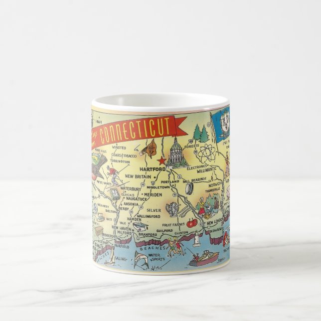 Caneca De Café Map Mug do Connecticut (Centro)