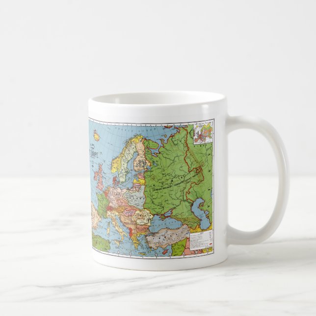 Caneca De Café Map_of_Europe, _1923b (Direita)