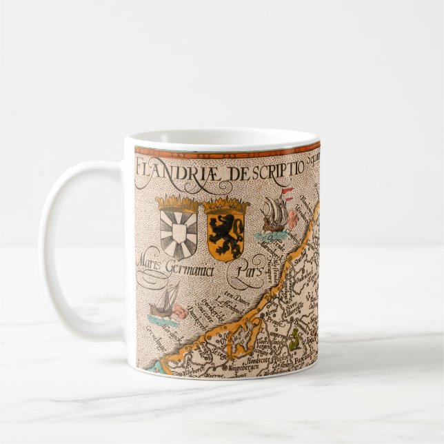 Caneca De Café Map of the county of Flanders (1609) (Esquerda)