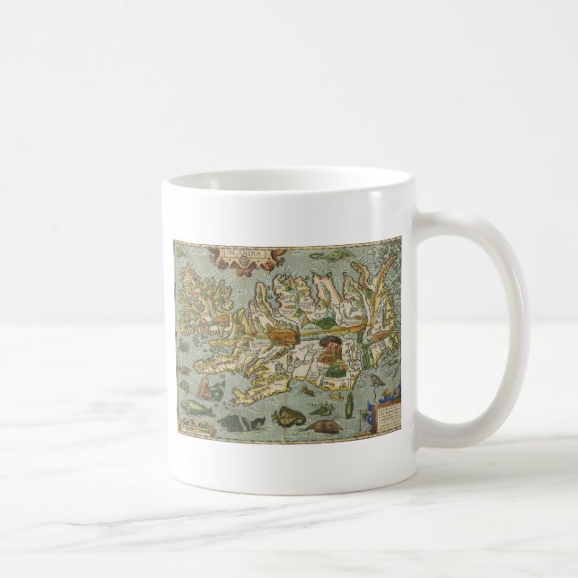 Caneca De Café Mapa 1590 de Islândia (Direita)