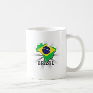 Caneca De Café Mapa 2,0 da bandeira de Brasil